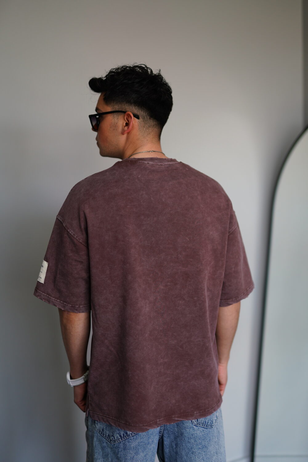 Oversize Kahverengi Yıkamalı Mercy baskılı Tşört - Görsel 4