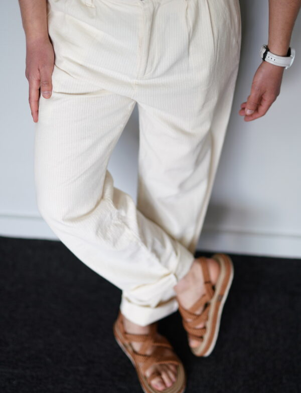 Bej Keten Bol Kalıp Pantolon