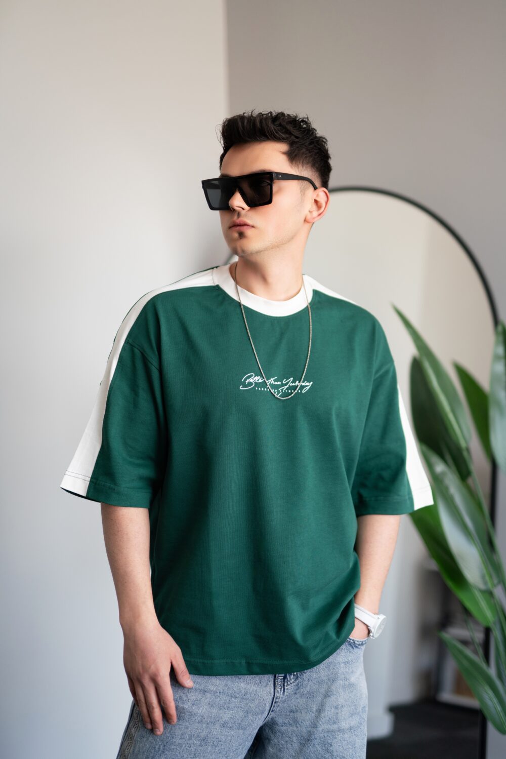 Oversize Yeşil Vanquish Baskılı Tişört